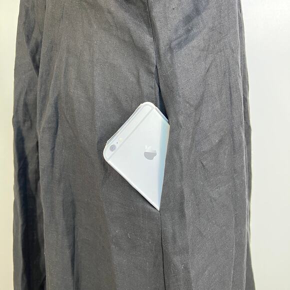 Anthropologie Exquise Tobie Button-Front Pleated Midi Shirt Dress Black Kenia - Picture 8 of 12